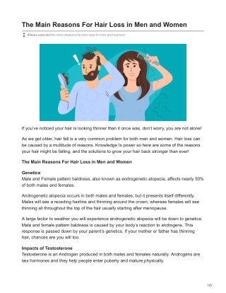 The Main Reasons For Hair Loss in Men and Women - IHLS
