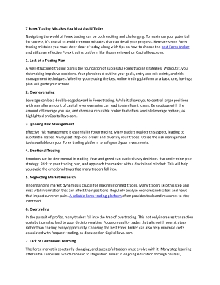 7 Forex Trading Mistakes You Must Avoid Today