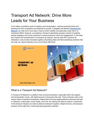 Transport Ad Network_ Drive More Leads for Your Business
