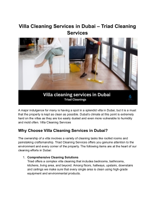 Villa cleaning services in Dubai