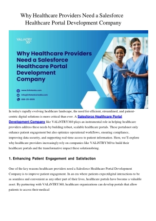 Why Healthcare Providers Need a Salesforce Healthcare Portal Development Company