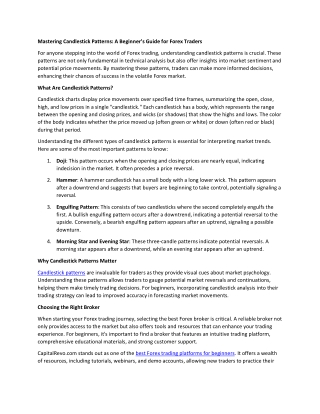 Mastering Candlestick Patterns A Beginner’s Guide for Forex Traders