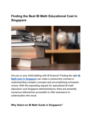 Finding the Best IB Math Educational Cost in Singapore (1)