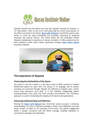 Tajweed The Techniques Behind Beautiful Quranic Recitation