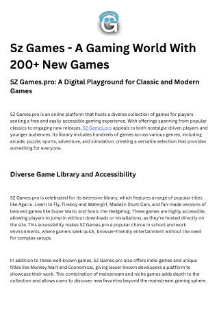 Sz Games - A Gaming World With 200  New Games