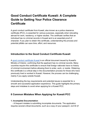 Good Conduct Certificate Kuwait_ A Complete Guide to Getting Your Police Clearance Certificate