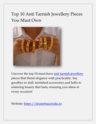 Top 10 Anti Tarnish Jewellery Pieces You Must Own