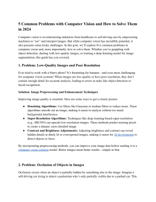 5 Common Problems with Computer Vision and How to Solve Them in 2024