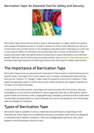 Barrication Tape An Essential Tool for Safety and Security