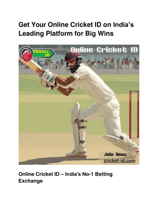 Get Your Online Cricket ID on India’s Leading Platform for Big Wins
