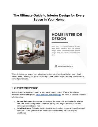 The Ultimate Guide to Interior Design for Every Space in Your Home