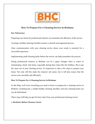 Essential Guide to Preparing for Your Cleaning Service in Brisbane