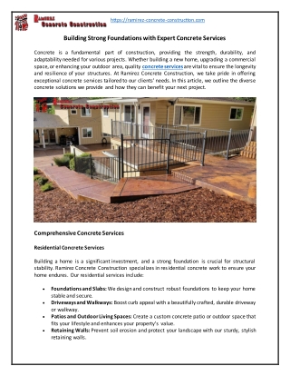 Building Strong Foundations with Expert Concrete Services