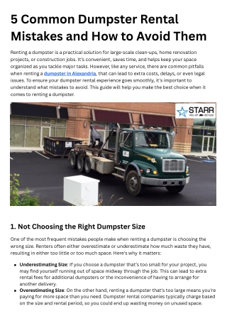5 Common Dumpster Rental Mistakes and How to Avoid Them