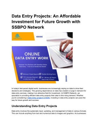 Data Entry Projects_ An Affordable Investment for Future Growth with SSBPO Network