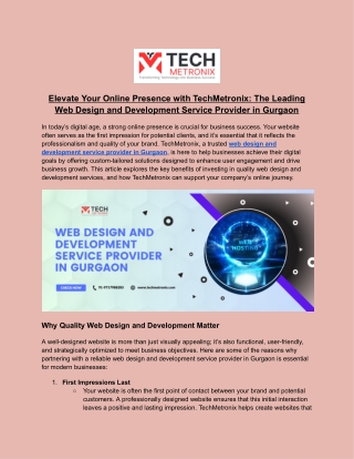 TechMetronix_ Web Design and Development Service Provider in Gurgaon