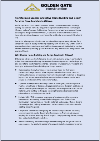 Transforming Spaces: Innovative Home Building and Design Services Now Available