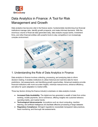 Data Analytics in Finance: A Tool for Risk Management and Growth