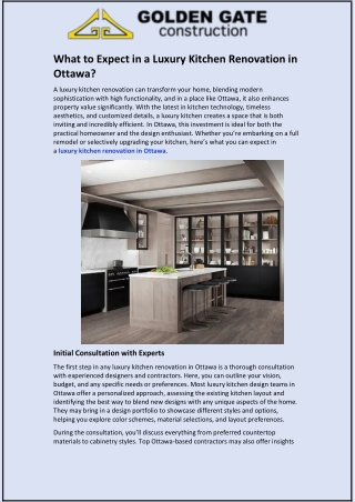 What to Expect in a Luxury Kitchen Renovation in Ottawa?