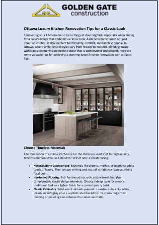 Ottawa Luxury Kitchen Renovation Tips for a Classic Look
