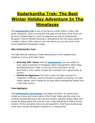 Kedarkantha Trek The Best Winter Holiday Adventure In The Himalayas