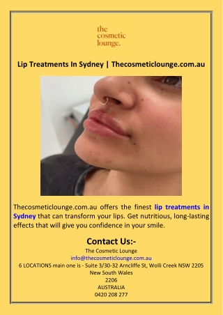 Lip Treatments In Sydney  Thecosmeticlounge.com.au