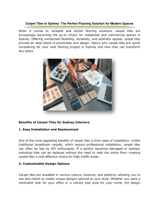 Carpet Tiles in Sydney: The Perfect Flooring Solution for Modern Spaces