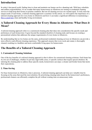 A Tailored Cleaning Approach for Every Home in Allentown.