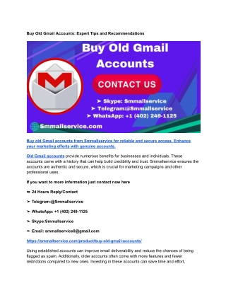 Buy Old Gmail Accounts_ Expert Tips and Recommendations