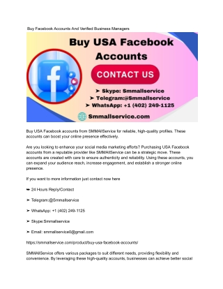 Buy Facebook Accounts And Verified Business Managers