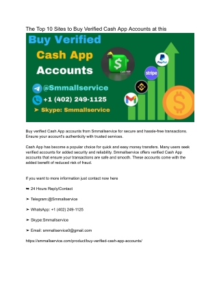 The Top 10 Sites to Buy Verified Cash App Accounts at this