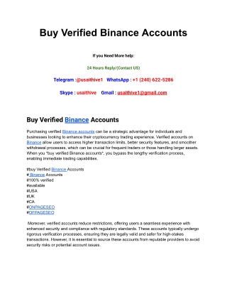 Buy Verified Binance Accounts