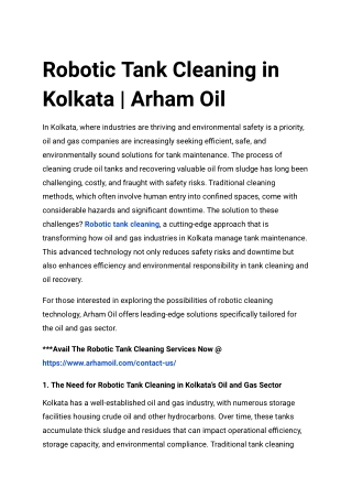 Robotic Tank Cleaning in Kolkata