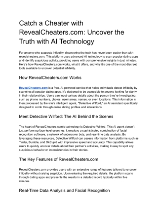Catch a Cheater with RevealCheaters.com_ Uncover the Truth with AI Technology