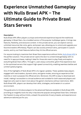 Experience Unmatched Gameplay with Nulls Brawl APK – The Ultimate Guide to Private Brawl Stars Servers
