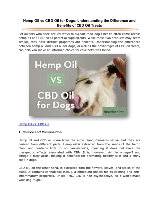 Hemp Oil vs CBD Oil for Dogs Understanding the Difference and Benefits of CBD Oil Treats