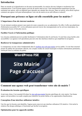 Comment une agence web peut transformer votre site de mairie