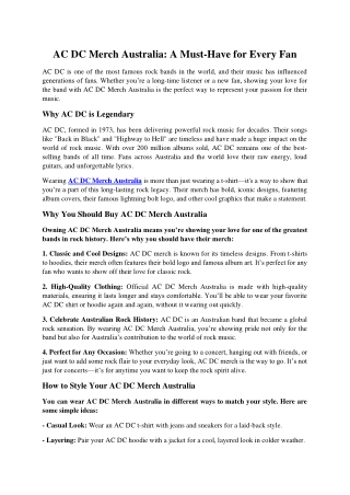 AC DC Merch Australia: A Must-Have for Every Fan