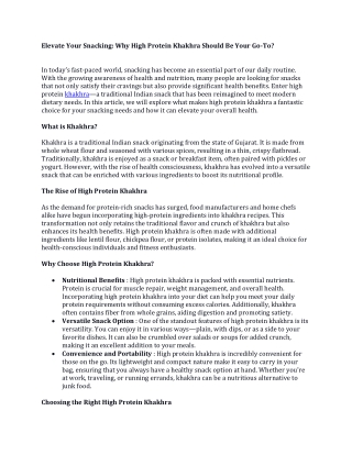 Elevate Your Snacking Why High Protein Khakhra Should Be Your Go-To