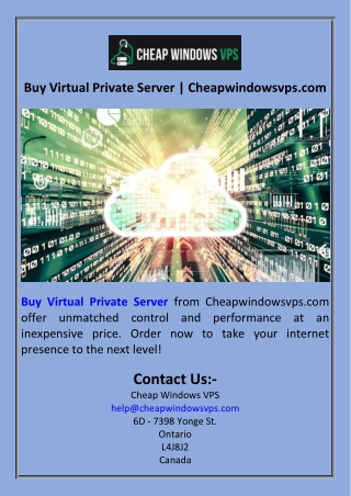 Buy Virtual Private Server  Cheapwindowsvps.com