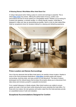 A Relaxing Retreat_ What Makes Bliss Hotel Stand Out