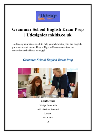 Grammar School English Exam Prep  Udesignlearnkids.co.uk