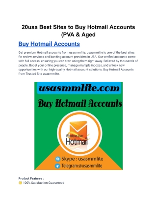 20usa Best Sites to Buy Hotmail Accounts (PVA & Aged