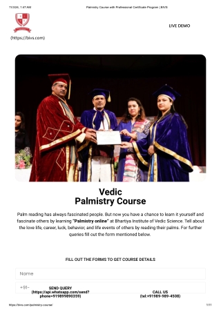 Palmistry Course with Professional Certificate Program _ BIVS