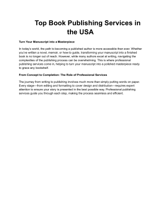 Professional Book Publishing Services