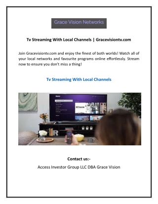 Tv Streaming With Local Channels Gracevisiontv