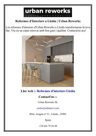 Reformes d'Interiors a Lleida   Urban Reworks