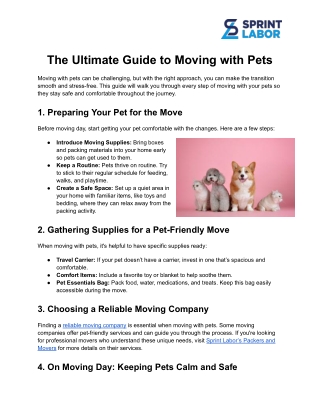 The Ultimate Guide to Moving with Pets