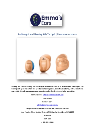 Audiologist and Hearing Aids Terrigal | Emmasears.com.au