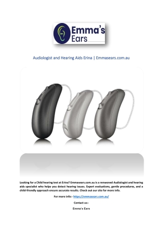 Audiologist and Hearing Aids Erina | Emmasears.com.au